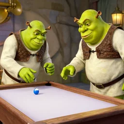 shrek playing beer pong