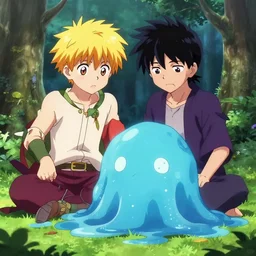 rimuru and milim, two people, anatomically correct, reincarnated as a slime, absurd res, 4 k