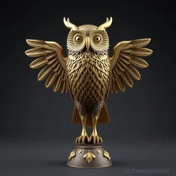 owl trophy, 3 d render, max details, 8 k resolution, intricate art nouveau, by octane render. ami ami.
