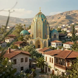 ethereal turkish village, art deco, sharp focus, trending artstation, octane render, cgsociety, surrealist, cinematic, midsommar