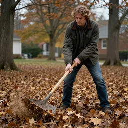 Cyclops Jordan Peterson raking leaves