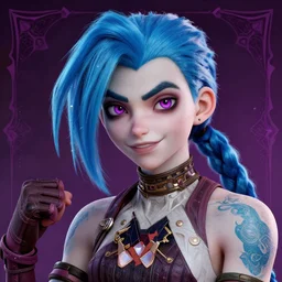 Jinx from the Arcane Netflix Series, detailed portrait, intricate complexity, artgerm and ilya kuvshinov, quixel megascan