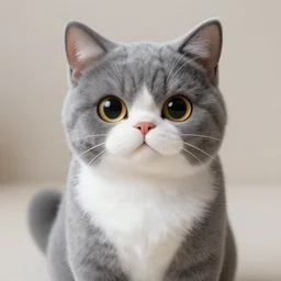 gray anthropomorphic, cat female with a whit and chest, plushy
