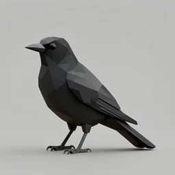 low poly black bird
