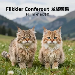 two cute fluffy caracals on grass, mountains in background, flickr contest winner, art photography, high dynamic range, terragen, uhd image