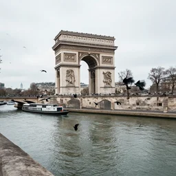 paris, ruins, black birds falling in the seine, dream