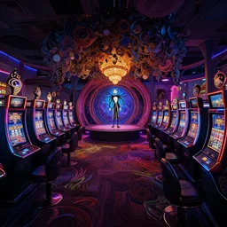 curled perspective digital art of curly colorful indoor casino with a stage by anton fadeev from nightmare before christmas