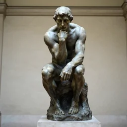 the thinker of rodin gets up and stands in front of the pedestial