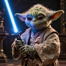 jedi master yoda, thirst trap lightsaber, boudoir style photography, hyper realistic, glistening abs,