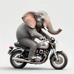 elephant riding a motorcycle, art by rebecca guay