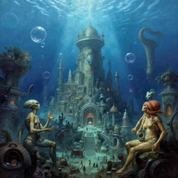 a alien city in bubbles underwater atlantis inspired, ultra detailed, by tomasz alen kopera and peter mohrbacher, and michel - ange 8 k