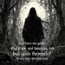 they have no gods. they work magic, and think they are gods themselves. but they are not. and when they die, they become dust and bone, and their ghosts whine on the wind a little while till the wind blows them away. they do not have immortal souls