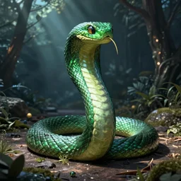 emerald green serpent, digital art