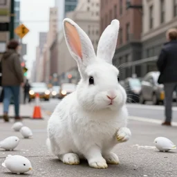 a newyork street raided by million rabbit