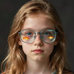 a portrait of a girl and instead of glasses has a fish tank, digital art, trending on art station, high detailed