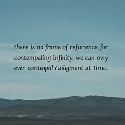 there is no frame of reference for contemplating infinity. we can only ever contemplate a fragment at a time