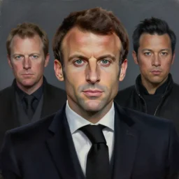 painting portrait of Emmanuel Macron dressed as Jadus, Malgus, in Star Wars, sharp focus, waist up, trending on ArtStation, masterpiece, by Greg Rutkowski, by Ross Tran, by Fenghua Zhong, octane, clear eyes, soft render, clear facial features, oil on canvas, moody lighting, cinematic, professional environment concept art