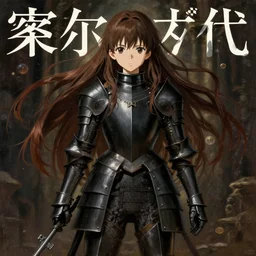 baroque oil painting japanese light novel cover illustration lotr anime key visual full body action shot | young girl black military crusader armour with long flowing brown hair | symmetrical perfect face fine detail delicate features quiet gaze | gapmoe kuudere moody lighting bokeh | trending pixiv fanbox | by greg rutkowski makoto shinkai takashi takeuchi studio ghibli