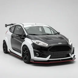 ford fiesta racing customized by hoonigan, wide body kit, black and withe wrapping design, led lights, design 3 dmax vray maya pixar unreal 5, hyperrealistic, octane render, dynamic lighting, intricate detail, swirly vibrant color, harvest fall vibrancy, cinematic beeple, by thomas kinkade global illumination ray tracing hdr, art gta 5 cover,