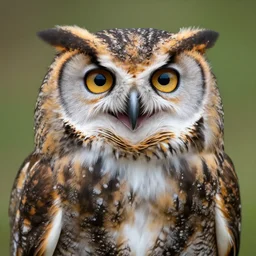 hyperealistic realistic, detailed photograph of a photogenic Laughing owl