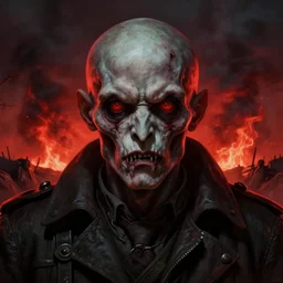 symmetrical - face!! portrait of a fallout ghoul during world - war - one fighting in the trenches, red bright fire and thick black smoke in the background, horror, grim - lighting, high - contrast, intricate, elegant, highly detailed, centered, digital painting, artstation, concept art, smooth, sharp focus, illustration, artgerm, tomasz alen kopera, peter mohrbacher, donato giancola, joseph christian leyendecker, wlop, boris vallejo