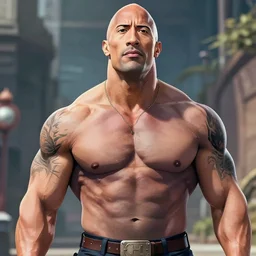 dwayne johnson in a japanese anime 4 k quality super realistic
