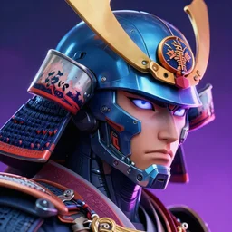 a powerful japanese samurai wearing cyber gear, detailed face, fanart artstation global illumination rtx hdr fanart arstation 3 d, face symmetry, character concept portrait by moebius and laurie greasley, colorful, profile picture, 8 k, cinematic color grading