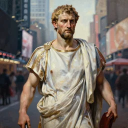 beware the ides of march, painting, the assassination of julius caesar in time square in the style of vincenzo camuccini, hyperrealism, cinematic, bokeh