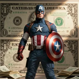 Captain America in the dollar, dollar illustration of Captain America, HD,
