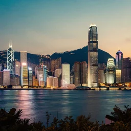 Retro Futuristic picture of Hong Kong, 4K photo