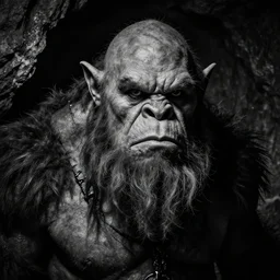 extreme close up portrait of an ogre troll berserker inside a cave kvlt by peder balke by peder balke by greg rutkowski, by guido crepax by norman bluhm mystic high contrast monochromatic noir