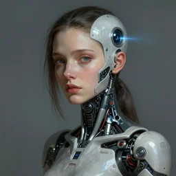 a portrait of a female cyborg by by alexandre cabanel, very sad and reluctant expression, wearing a ocular, scifi, digital painting, cyberpunk, bladerunner, artstation, concept art, smooth, artstation hq