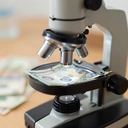 money seen under the microscope