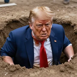 extremely fat and angry donald trump, struggling in a tar pit, high quality photograph, extreme detail