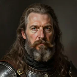 Portrait of a middle aged Knight with big sideburns, mutton chops, detailed face, fantasy, highly detailed, cinematic lighting, digital art painting by greg rutkowski