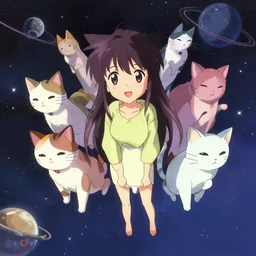 catgirls in space by haruko ichikawa, kyoto animation, square enix makoto shinkai unrealengine