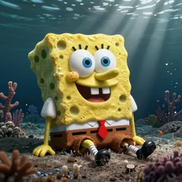 dessicated spongebob rotting at the bottom of the sea beksinski
