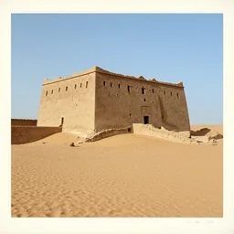 high quality photograph of the ruins of old west african castle in the sahara desert, photochrom print, postcard, 1 8 9 0.