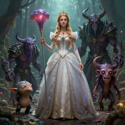 by artgerm and agostino arrivabene, visually stunning, cinematic, ultra realistic, hyper realism, epic, octane render, unreal engine, vfx, maya, a 1 7 5 0 s princess, fungal enchanter, murloc tinyfin, dread infernal, wee whelp, battle ram