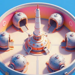 soviet nuclear hall with open reactor. top view. clean and simple retrofuture interior. environment for 3 d game, bright and color design. colorful gradients. detailed fantasy science fiction illustration. trending on artstation. crisp and clean. unreal engine