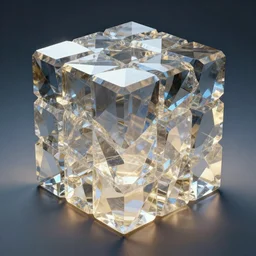 3 d render of dimensional cubic crystal room, hyper realistic, cinematic, studio lighting, detailed