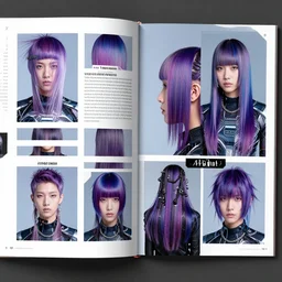 futuristic cyberpunk hair styles magazine page