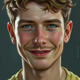 photo of alex gross with simple smile paint detailed digital artstation, portrait hd 4 k, y greg rutkowski and gaston bussiere and craig mullins and j. c. leyendecker, hd