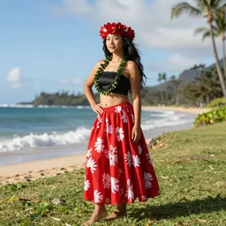 Hawaii girl in a hula skirt