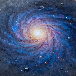 wet paint all over a landscape looging like a galaxy ocean landscape