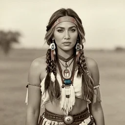 old antique photo of jenifer lopez as an apache warrior