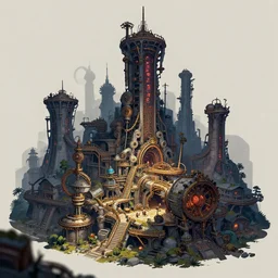 a fantasy steampunk city, deep colour\'s, concept art, stylized, unreal engine 5, trending on art station,
