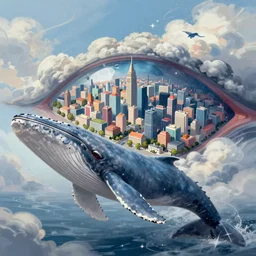 a digital painting of a whole city inside the eye of a whale, hyperdetailed