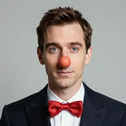 neil cicierega wearing a fake pinocchio nose, fake cyrano nose