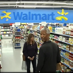 a surveillance footage of Morgan Freeman at Walmart